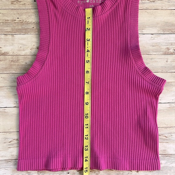 Eye Candy Pink Ribbed Crop Tank (size s/m) - Picture 3 of 7